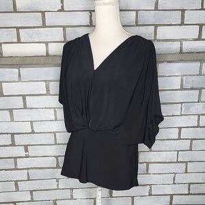 CSC Studios Short Sleeve Chic Black Women's V-Neck Slinky Blouse Size Medium